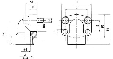 SAE-Einschraubflansch NPT-Gewinde 90° SAE-Einschraubflansch NPT-Gewinde 90°