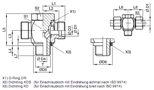 TH-M-KDS - Hochdruck-T-Schwenkverschraubung